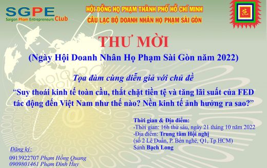 Thông báo tổ chức “Ngày Hội Doanh Nhân Họ Phạm Sài Gòn năm 2022”